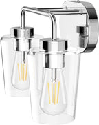 Tipace Chrome Vintage Bathroom Vanity Light, 2 Lights Modern Stainless Steel - Image 9