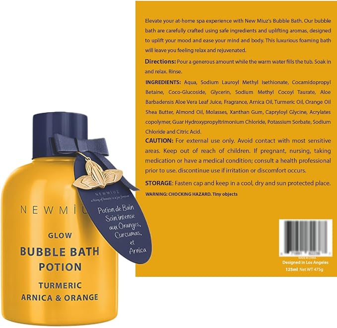 Nutritious Bubble Bath Long Lasting Foam Turmeric Orange Arnica Essential Oil - Image 8