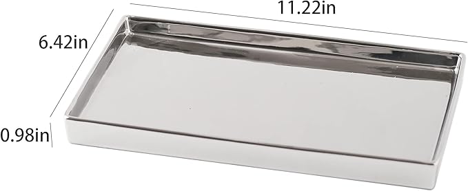 Ceramic Trinket Tray Rectangte Vanity Jewelry Organizer Makeup Mirror Tray - Image 6