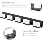 Tipace 5 Lights Modern Black Vanity Light Up and Down Black LED Vanity Light - Image 2