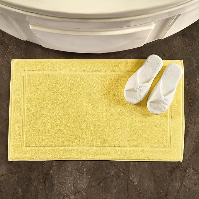 Hawmam Linen Yellow Bath Mats, 21 x 34 inches, Banded Design, Highly Absorbent - Image 4