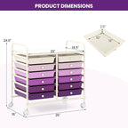 Giantex 12 Drawers Rolling Cart, Mobile Storage Drawer Cart, Classroom - Image 3