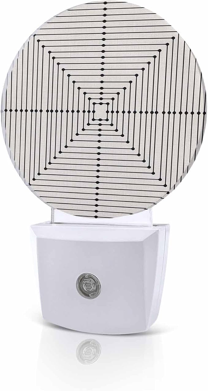 Night Lights Auto Sensor Beige Aesthetic Night Light Lines Perspective Box by Home+L6
