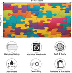 Colorful Jigsaw Puzzles Pattern Beach Towel Oversized Quick Dry Beach Blanket - Image 2