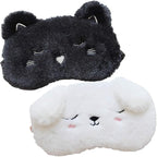 Shinywear 2 Pcs Cute Sleepping Eyemask Black Cat & White Dog Animal Cartoon by Shinywear
