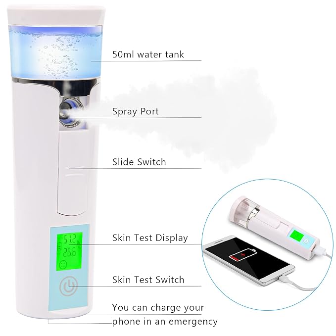Nano Facial Mister, Mini Facial Steamer, Handy Moisturizing Mist Sprayer - Image 5