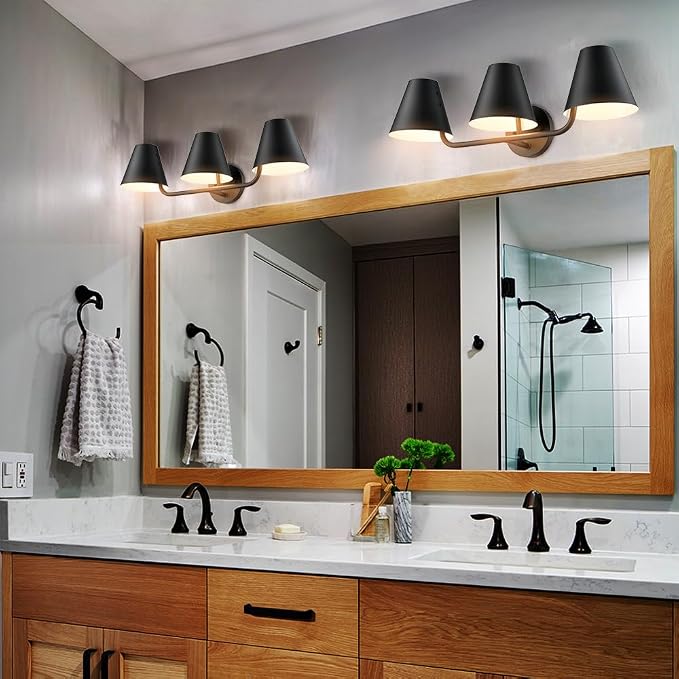 DIRYZON 3 Light Bathroom Vanity Light, Industrial Black Wall Sconces, Rustic - Image 3