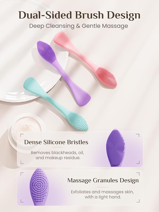 Rena Chris 3 pcs Silicone Face Scrubber, 3 in 1 Face Mask Applicator & Facial - Image 3