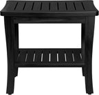 Extra Bamboo Black Shower Bench Stool Waterproof Shower Chair Spa Bath Seat - Image 9