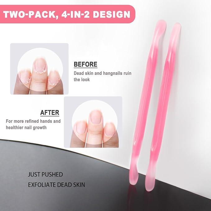 2Pcs Plastic Cuticle Pusher, Dual-end Dead Skin Nail Pusher, Gentle Plastic - Image 6