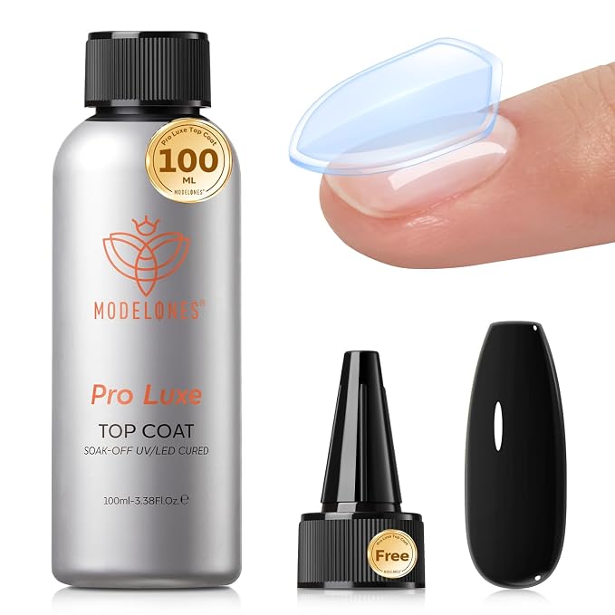 modelones Gel Top Coat, 100ml No Wipe Extra Glossy Gel Nail Polish Long-Lasting by MODELONES