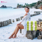 CASA COPENHAGEN Cabana Towel 4Pcs Lime Green Designer Stripe Beach Towels Gift - Image 5