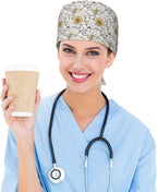 Scrub Cap for Women and Men Boho Black Leaf Pattern Adjustable Breathable - Image 6