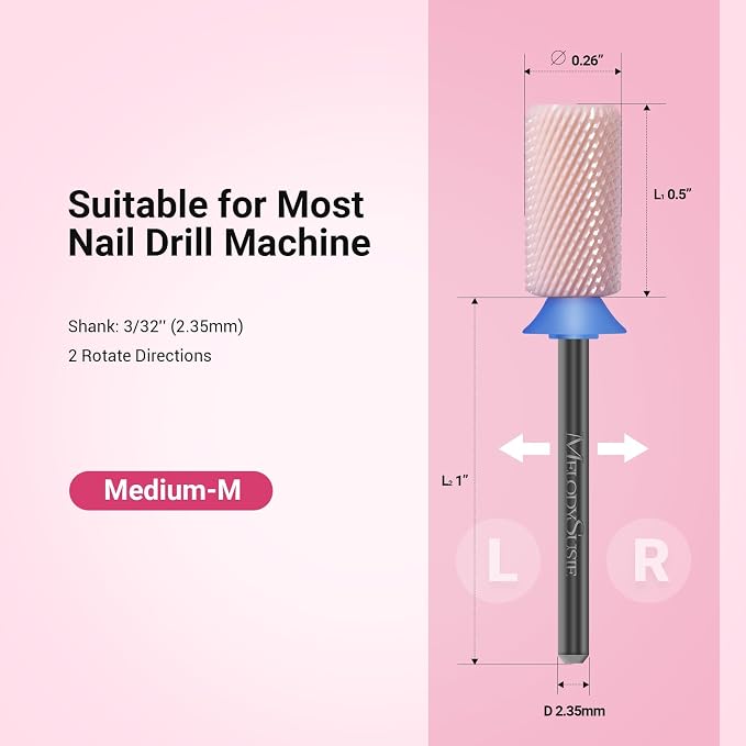 MelodySusie Ceramic Nail Drill Bits, 3/32'' Chamfer Flat Top Large Barrel Bits - Image 4