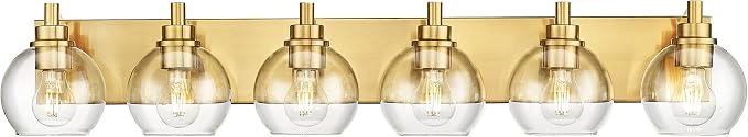 Bathroom Light Fixtures, 6 Light Brushed Gold Vanity Light, 38 Inch Modern Wall by Metwet