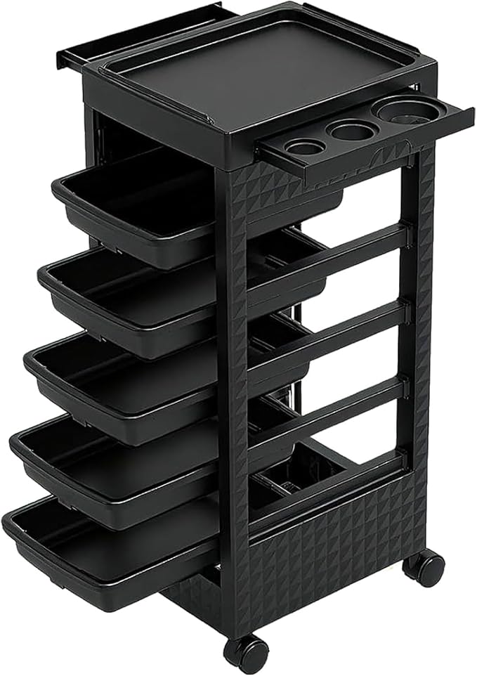 Salon Trolley Cart with Wheels & 5 Drawers, Salon Rolling Stations by Roixeeds