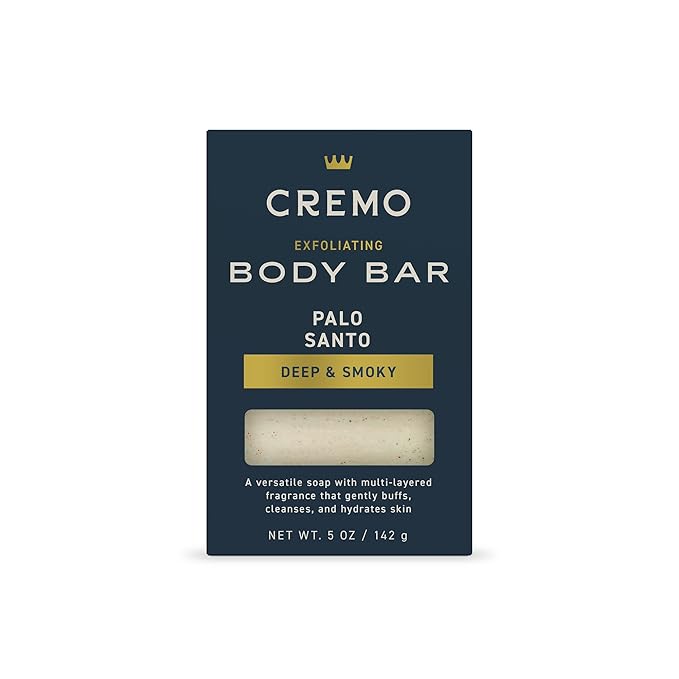 Cremo Exfoliating Body Bar for Men, Palo Santo Scent, Cleanses and Hydrates Skin by CremoCompany