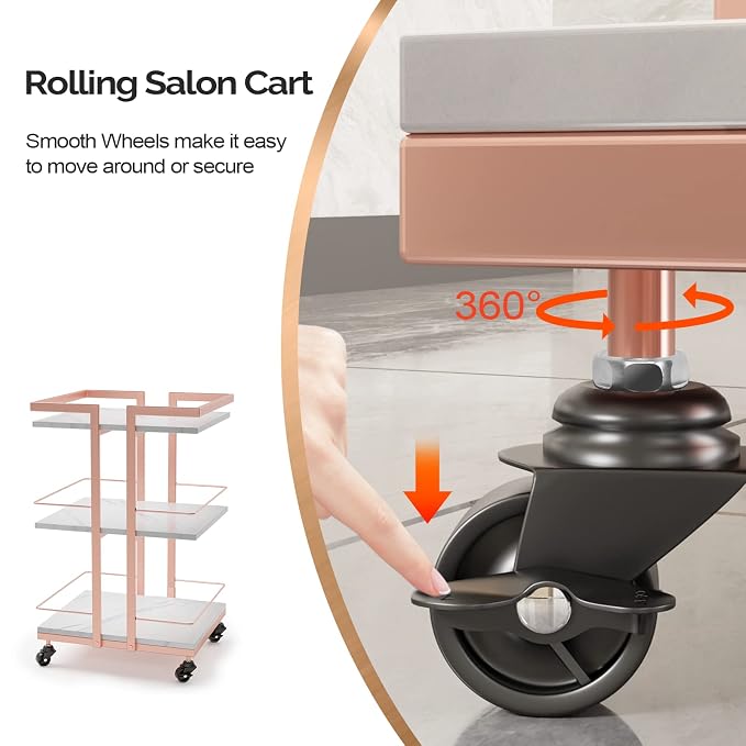 Esthetician Cart with Wheels Utility Salon Rolling Trolley, Mobile Storage - Image 4