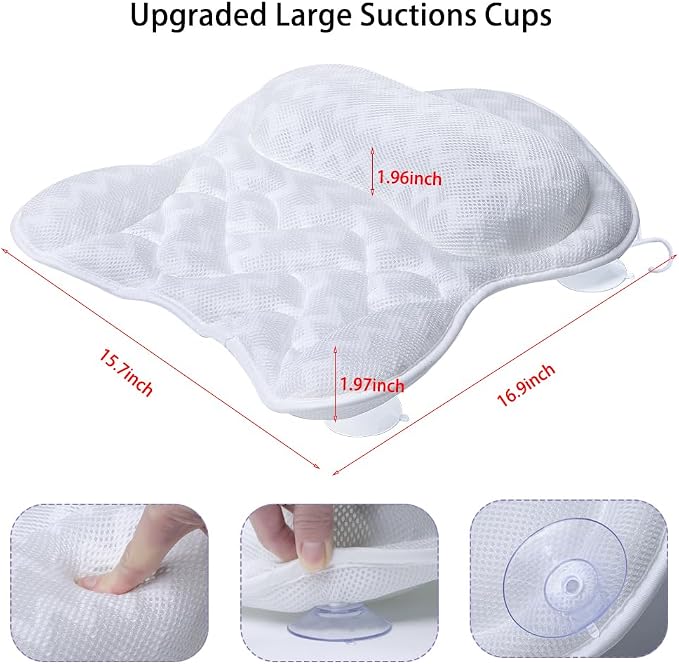 Bath Pillow, Tub Pillow for Bathtub Support Neck, Head and Back - Image 2