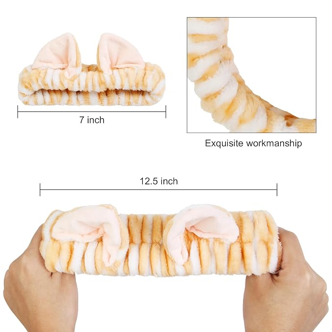 TEBIEKOY Plush Cat Ears Spa Headband - Image 2