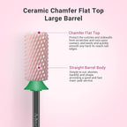 MelodySusie Ceramic Nail Drill Bits, 3/32'' Chamfer Flat Top Large Barrel Bits - Image 3