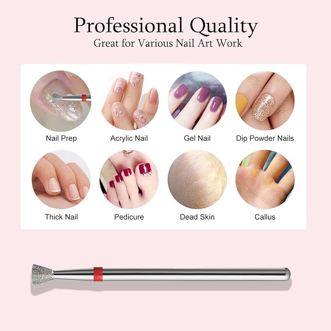 10pcs Inverted Cone Cuticle Drill Bits, Carbide Diamond Nail Bits - Image 5