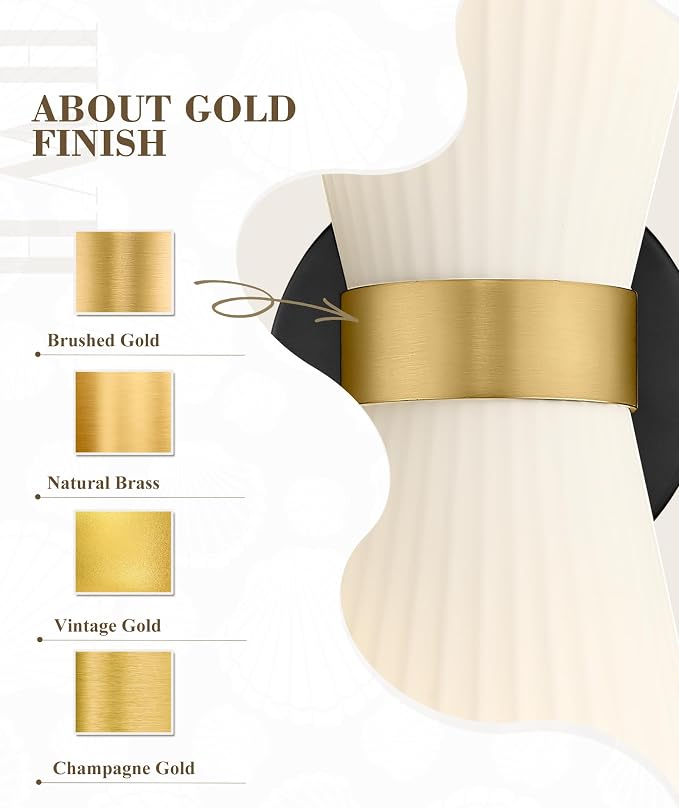 Wall Sconces Set of Two, HWH 14.3 Inch Black and Gold Bathroom Sconces - Image 7