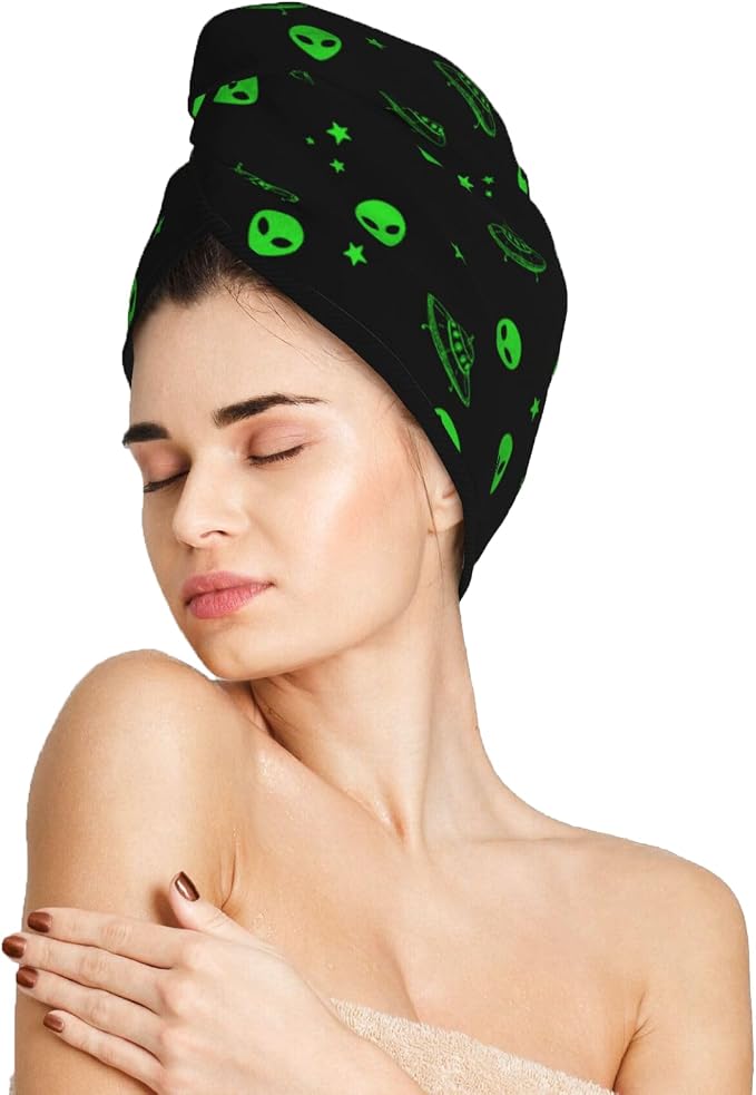 Galaxy Alien Hair Towel Wrap Microfiber Fast Drying Hair Turban by DecorateYourLife