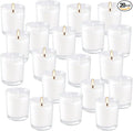 20 Pack Unscented White Clear Glass Filled Votive Candles | Soy Wax, Hand by YIH