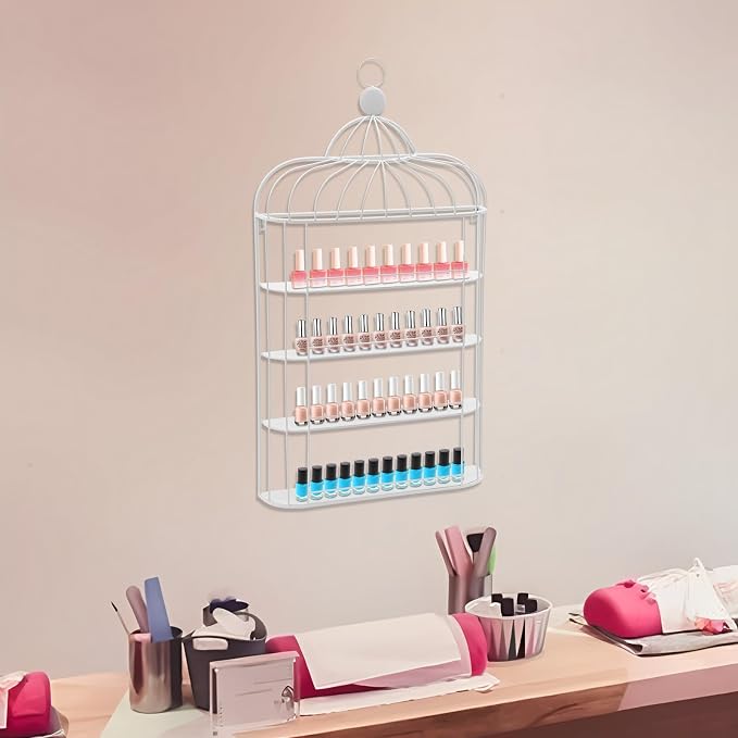 Nail Polish Organizer Wall Mounted, 4-Tier Nail Polish Storage Rack, Metal Nail - Image 2