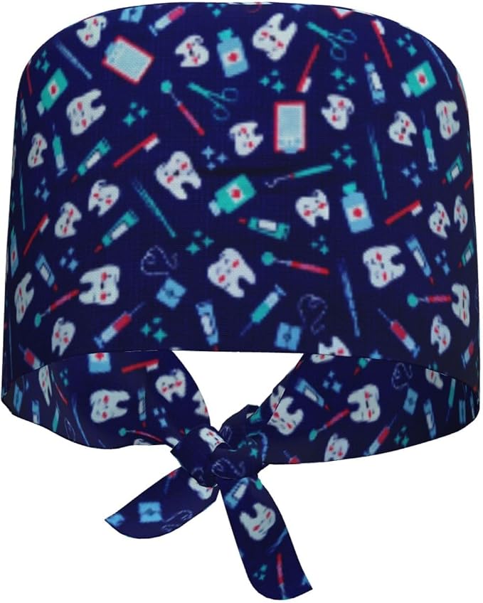 Working Cap Scrub Caps with Sweatband Adjustable Tie Back Hat Nurse Surgical - Image 7