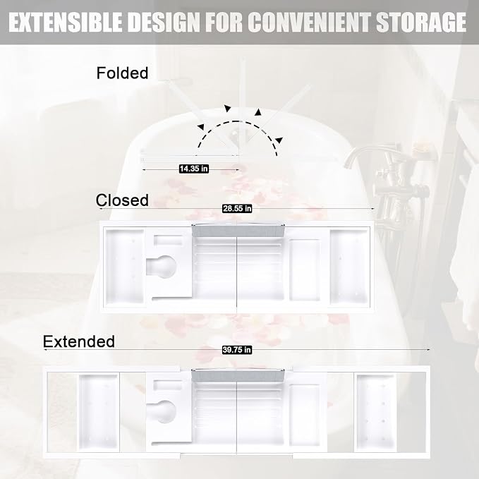 Bathtub Tray Caddy, Expandable Bath Trays - Image 4