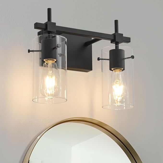 SOLFART Vintage 2 Lights Bathroom Light Fixtures Wall Sconces Black Vanity - Image 8