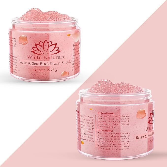 Organic Rose & Sea Buckthorn FACE & BODY SCRUB, Natural & Pure Exfoliating Scrub - Image 2
