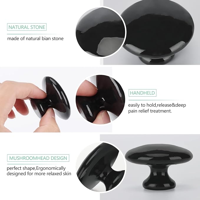 4 Pcs Mushroom Hot Massage Stones Set Natural Bian Warm Rocks Kit - Image 4