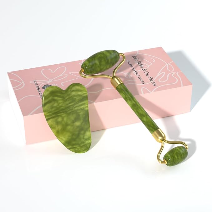 Jade Roller Gua Sha Set by YLTNEUQER