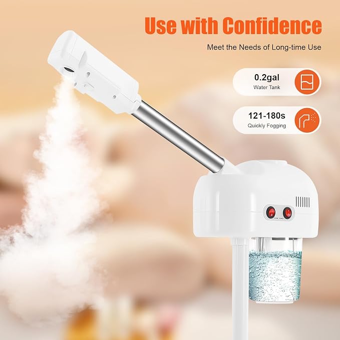 Professional Ozone Facial Steamer on Wheels, Adjustable Height, 360° Rotatable - Image 2