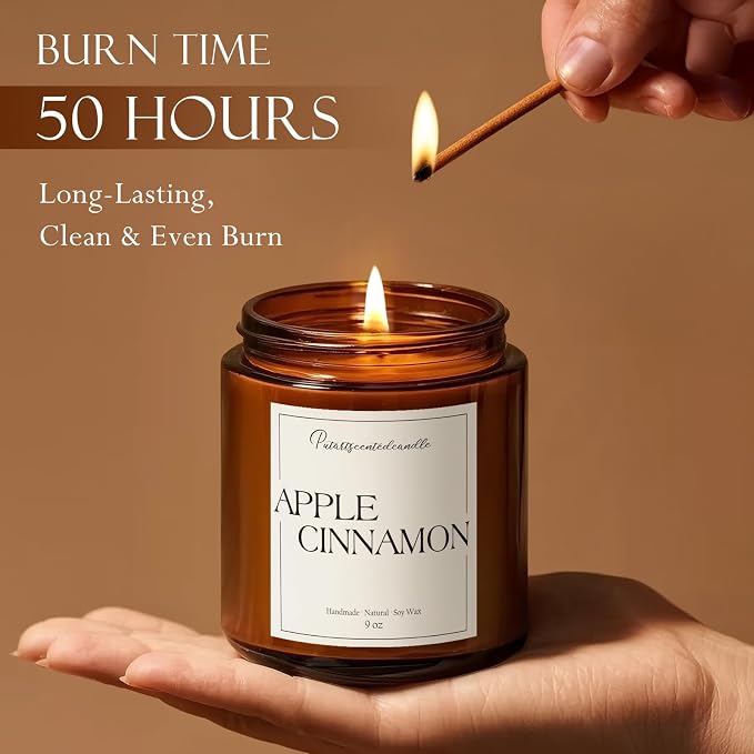 Cinnamon Apple Scented Candles for Home, Natural Soy Wax Aromatherapy Candle - Image 5