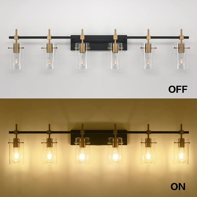 SOLFART 49.2 inch Vanity Light fixtures Vintage 6 Lights Wall Light Fixtures - Image 6