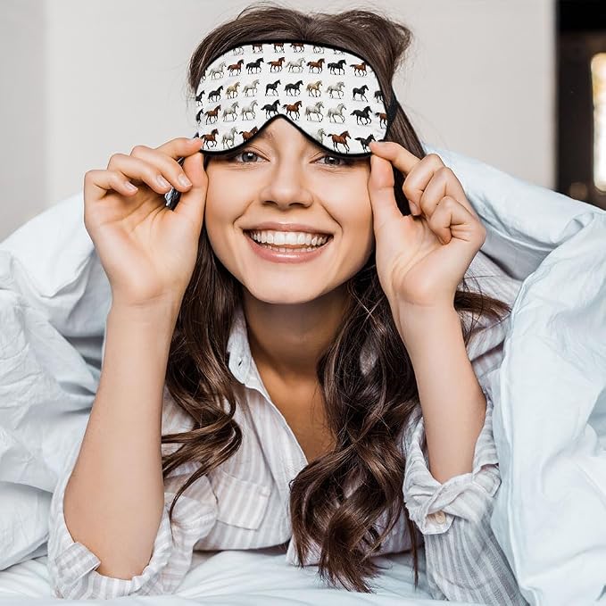 Silk Brown White Horse Eye Mask Animal Design, Adjustable Strap - Image 5