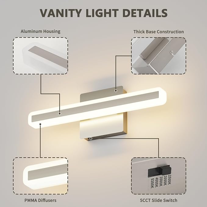 JUSHENG Brushed Nickel Vanity Lights - Image 5
