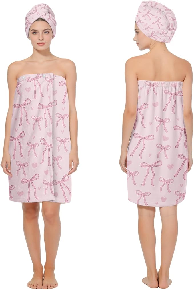 Absorbent Bath Towel Wrap Set for Women, Microfiber Shower Robe Body Towel by HEIFAM