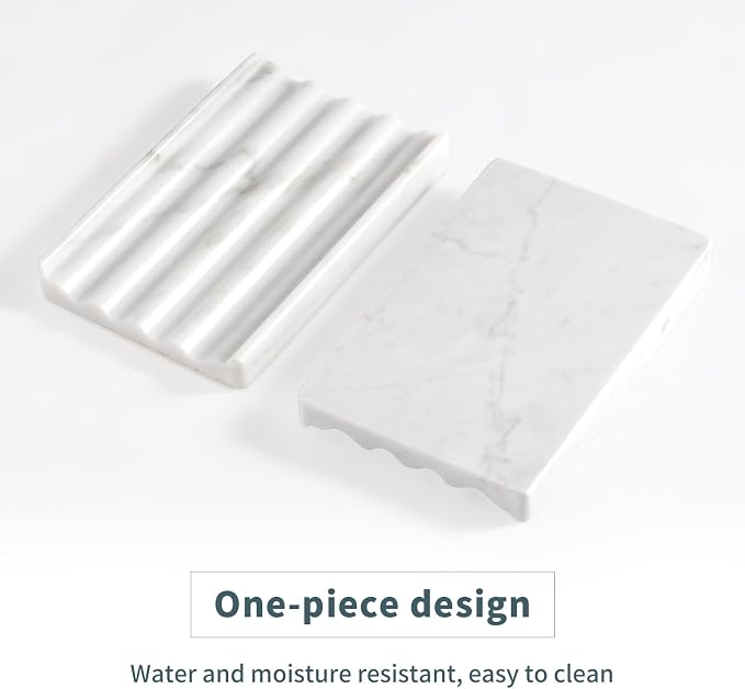 2 Pcs Soap Holder for Bathroom, Marble Soap Dish for Kitchen Countertop - Image 2