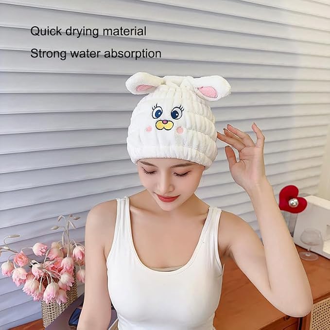 Animal Hair Drying Towel Caps, Cute Children Hair Drying Wrap as Gift - Image 4