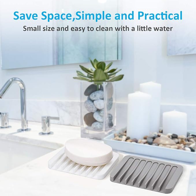 4PCS Silicone Soap Dishes for Shower, Upgrade Self-Draining Bar Soap Holder - Image 5