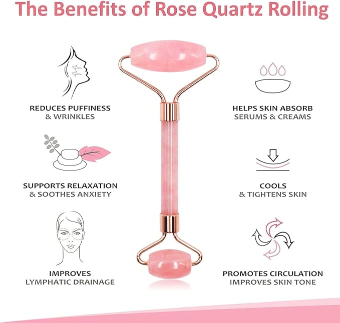 Rose Quartz Gua Sha & Jade Roller Set - Image 4