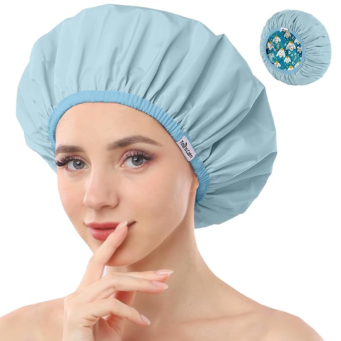 Years calm Shower Caps for Women Reusable Waterproof, Double Layer Waterproof by Yearscalm