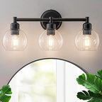 Modern Black Bathroom Vanity Lights, 3-Light Matte Black Bathroom Light Fixture by Yezgge