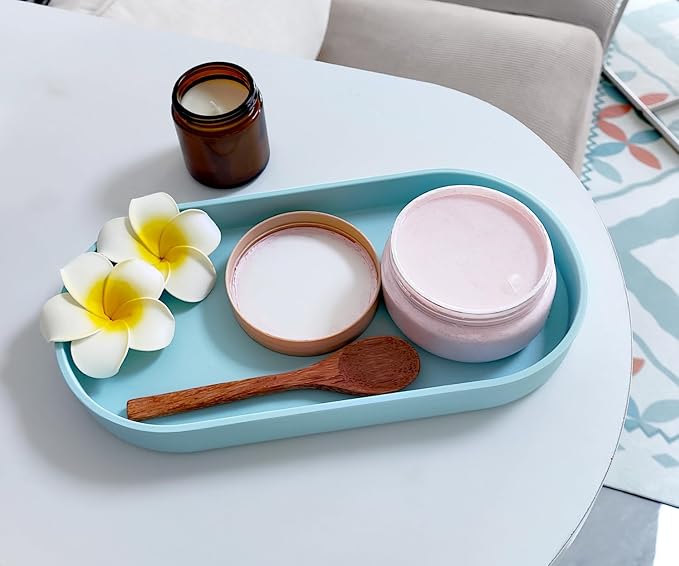 Blue Small Tray, Oval Tray for Kitchen Counter, Bathtub Bathroom Vanity Items - Image 7