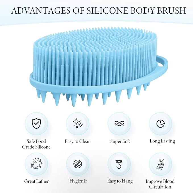 Silicone Body Scrubber, Silicone Loofah 2 Pcs Silicones Shower Scrubber - Image 3